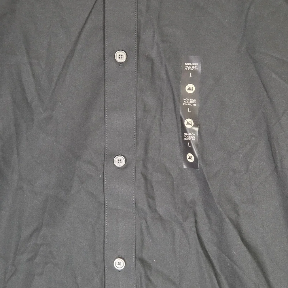 Banana Republic Mens L Black Dress Shirt Non-Iron Classic Fit Long Sleeve NWT